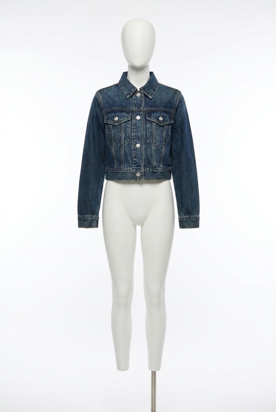 NEW DEAR JOHN DENIM abigail classic cropped denim jacket in medium wash